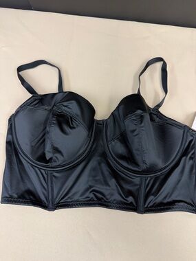 Auden Black Longline Satin Underwire Bustier Top size XL new plus size black bra